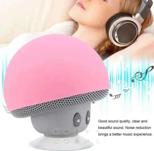 Mini altoparlante Bluetooth a forma di fungo con ventosa, In stile cartone animato